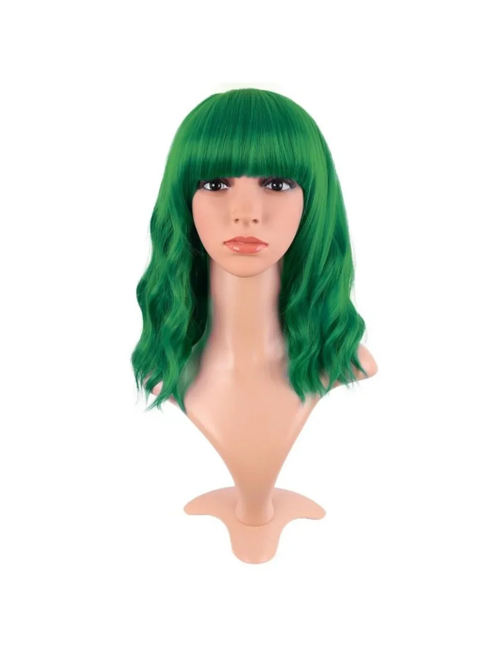Women's Grass Green 14 Inch Fresh Bright Synthetic Ordinary Short Wavy Curly Wig